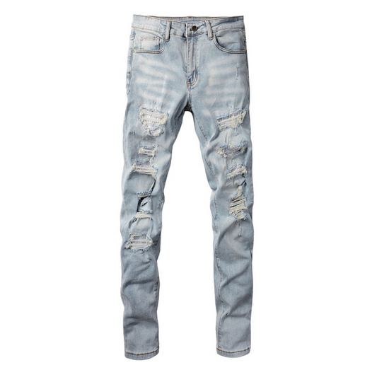Amr Light Blue Patch Jeans