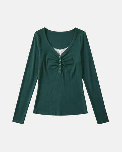 Ruched Henley Top