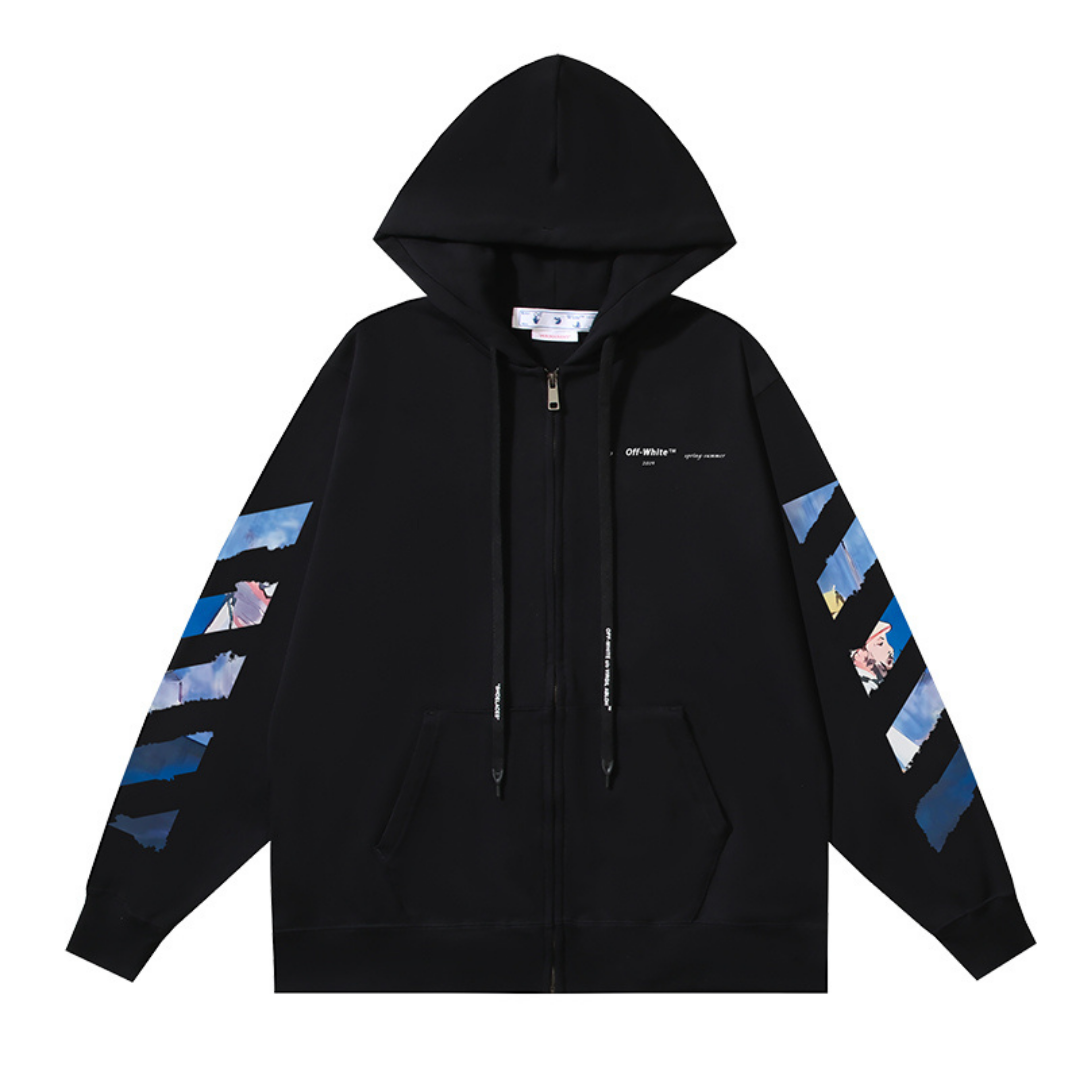 Off-W Monogram Zip Hoodie
