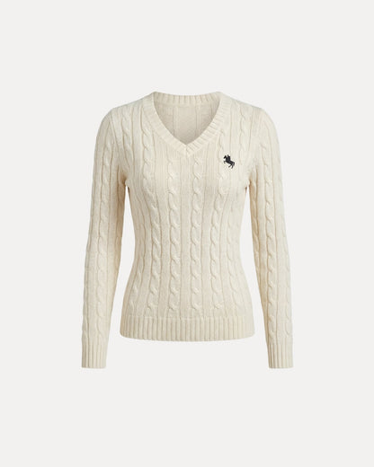 Cable Knit V-Neck Sweater