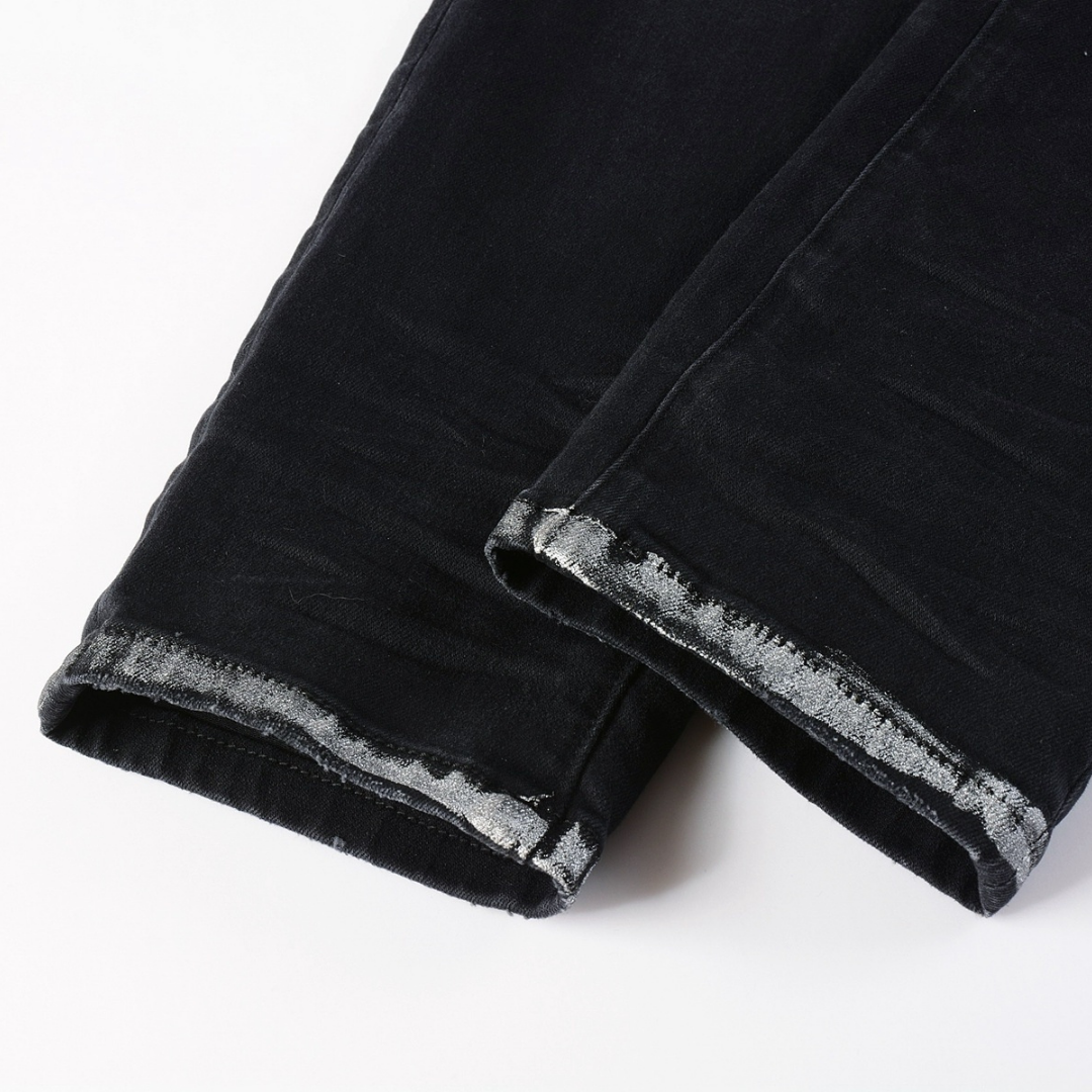 Purple Monogram Patch Ripped Jeans