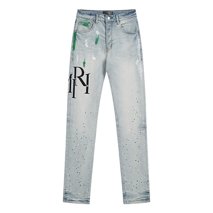 Amr Staggered Blue Jeans
