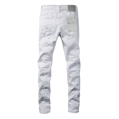 Purple White Paint Jeans