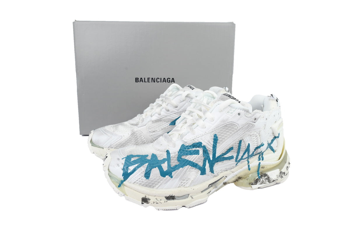 BALENCI Runner Graffiti White Blue