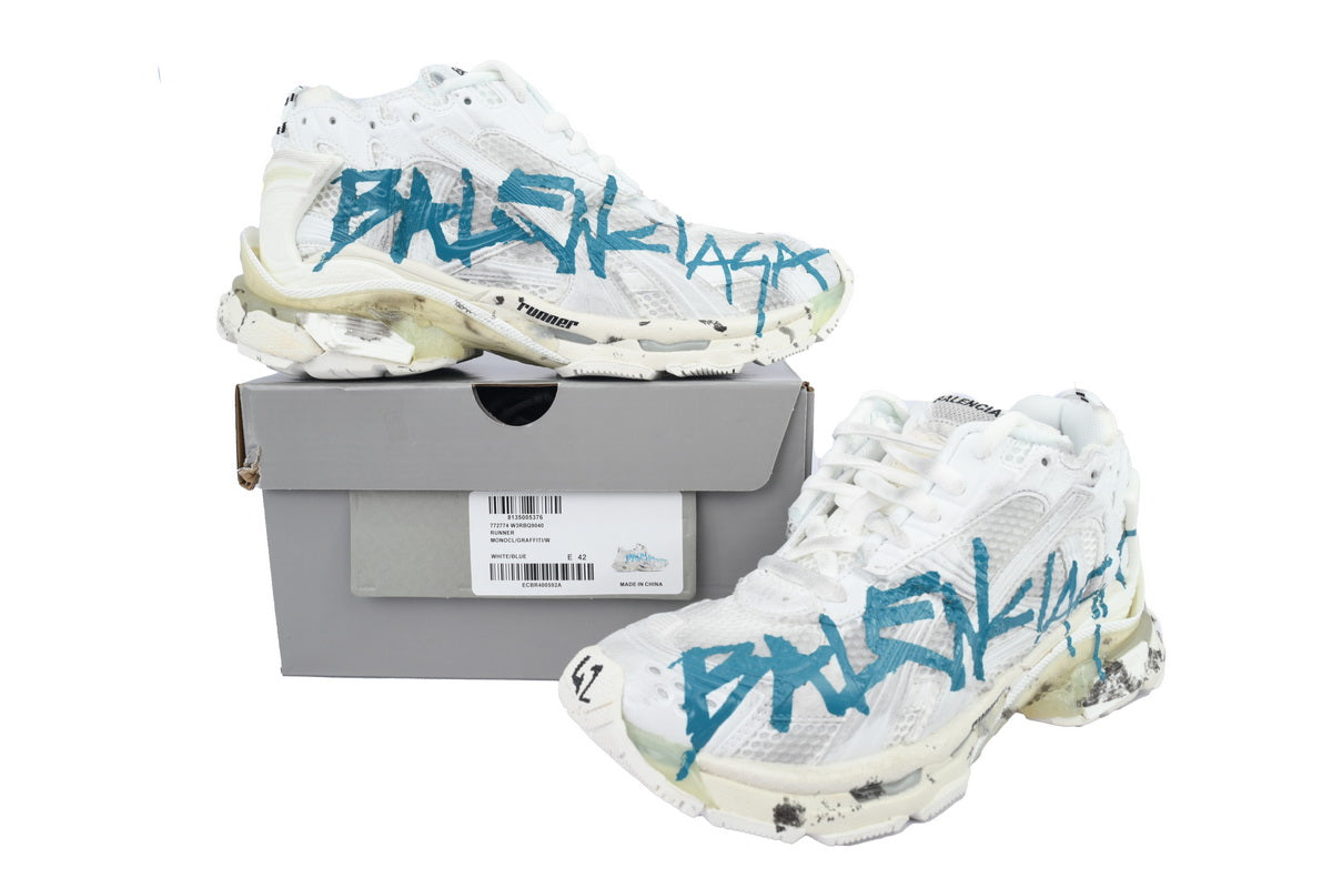 BALENCI Runner Graffiti White Blue